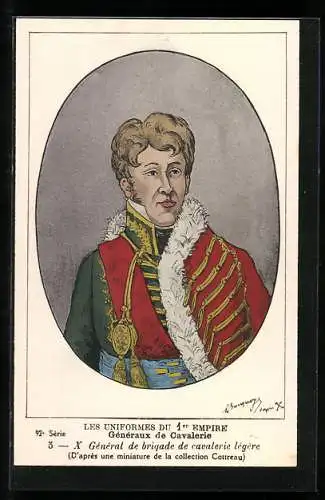 Künstler-AK Les Uniformes du I. Empire, Gènèraux de Cavalerie-Gènèral de brigade de cavalerie lègère