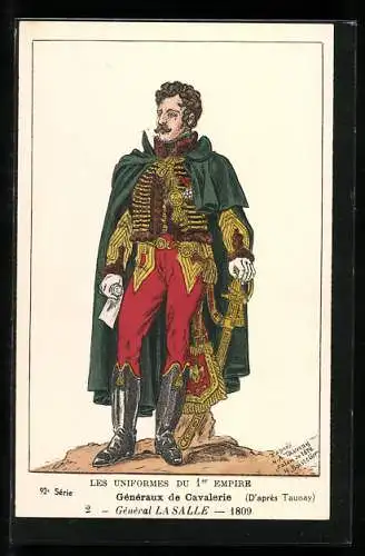 Künstler-AK Les Uniformes du I. Empire, Gènèraux de Cavalerie-Gènèral La Salle 1809