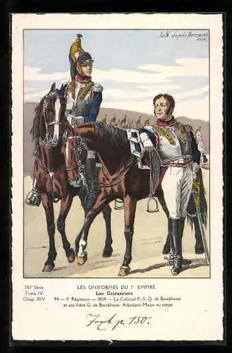 Künstler-AK Les Uniformes du 1. Empire-Les Cuirassiers, 1. Règiment 1809-Le Colonel F.-S.-G. de Berckheim