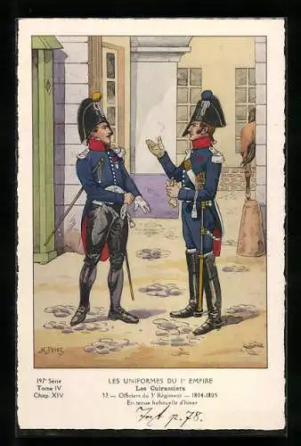 Künstler-AK Les Uniformes du 1. Empire-Les Cuirassiers, Officiers du 3. Règiment 1804-1805