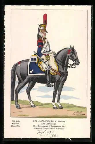 Künstler-AK Les Uniformes du 1. Empire-Les Cuirassiers, Cuirassier du 11. Règiment 1804