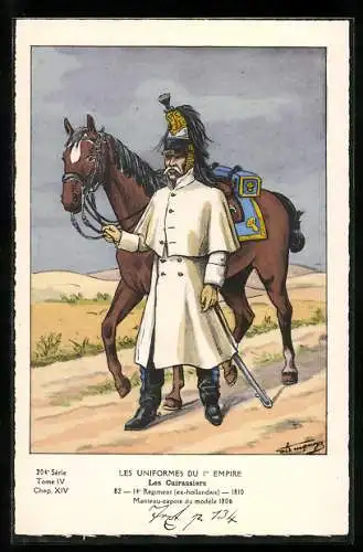 Künstler-AK Les Uniformes du 1. Empire-Les Cuirassiers, 14. Règiment (ex-hollandais)-1810