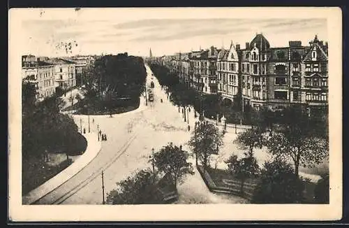 AK Augsburg, Kaiserplatz und Kaiserstrasse mit Strassenbahn