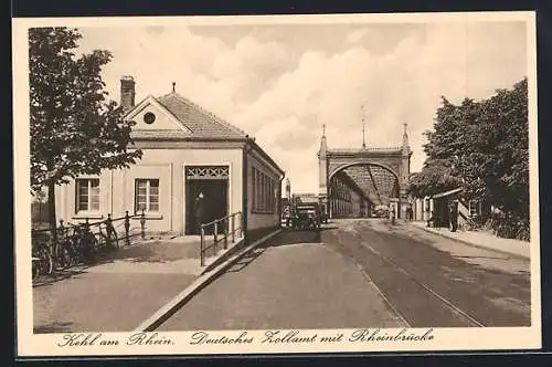 AK Kehl, Deutsches Zollamt mit Rheinbrücke