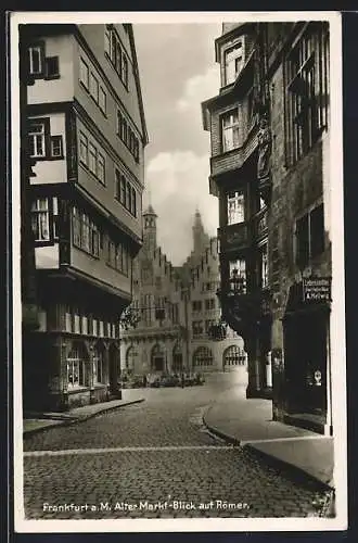 AK Alt-Frankfurt, Alter Markt mit Blick auf Römer