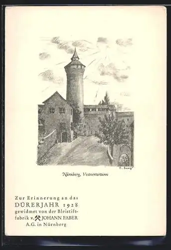 Künstler-AK Nürnberg, Dürerjahr 1928, Vestnertorturm