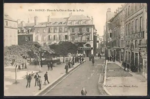 AK Rodez, Place de la Cité et Rue de la Paix