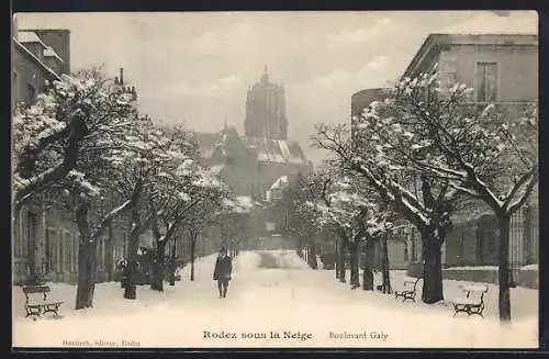 AK Rodez, Boulevard Galy sous la Neige