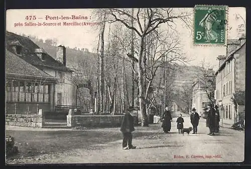 AK Pont-les-Bains /Aveyron, Une rue, Strassenpartie