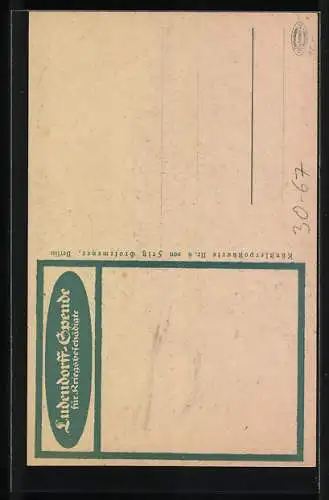 Künstler-AK Ludendorff-Spende für Kriegsbeschädigte, Bauer bei der Aussaat