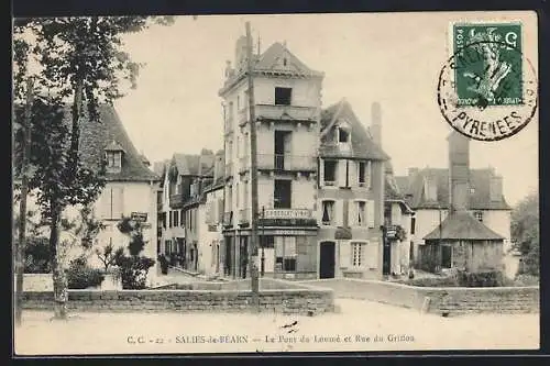 AK Salies-de-Béarn, Le Pont du Loumé et Rue du Grifton