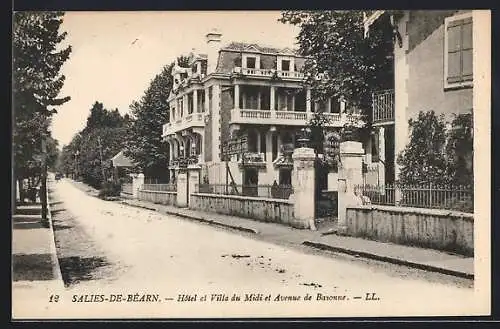 AK Salies-de-Béarn, hôtel et villa du Midi et avenue de Bayonne