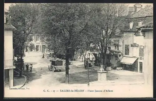 AK Salies-de-Béarn, Place Jeanne d`Albret, voiture