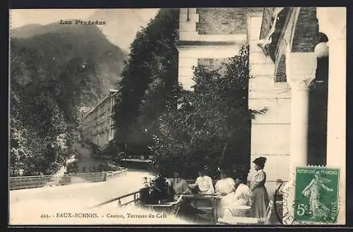 AK Eaux-Bonnes, Les Pyrénées, Casino, Terrasse du Café