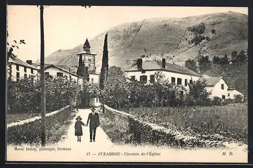 AK Itxassou, Chemin de l`Église, père et fille