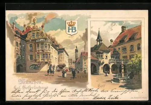 Lithographie München, Münchner Hofbräuhaus, Wappen