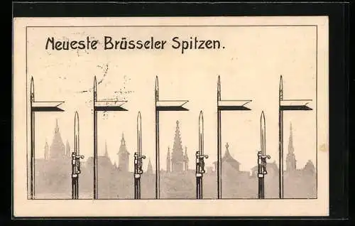 Künstler-AK Brüssel, Neueste Brüsseler Spitzen und Stadtsilhouette