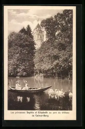 AK Colmar-Berg, Les princesses Sophie et Elisabeth au parc du chateau