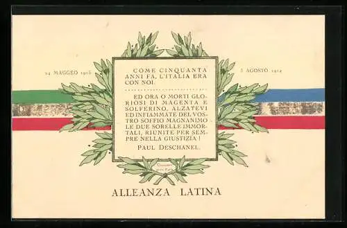 AK Alleanza Latina, Farben v. Italien und Frankreich, Propaganda Entente