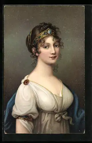 AK Königin Luise von Preussen im schönen Kleid mit Diadem, Profilbild