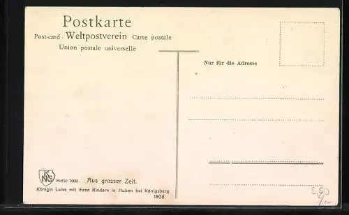 Künstler-AK Königin Luise von Preussen mit ihren Kindern in Huben bei Königsberg