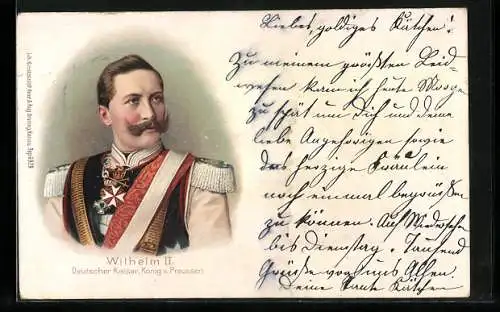 Lithographie Kaiser Wilhelm II. mit Orden