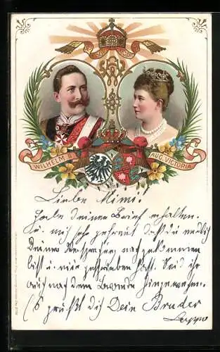 AK Portraits von Wilhelm II. und Kaiserin Auguste Victoria Königin von Preussen