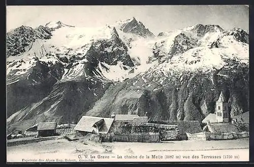 AK La Grave, La chaine de la Meije, vue des Terrasses