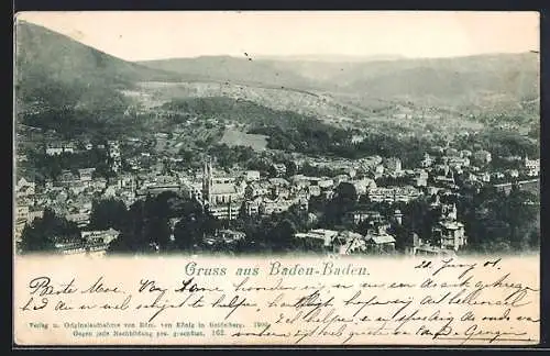 AK Baden-Baden, Teilansicht mit Landschaftsblick aus der Vogelschau