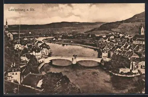 AK Laufenburg a. Rh., Ortsansicht mit Brücke aus der Vogelschau