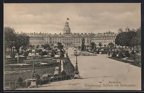 AK Karlsruhe, Schloss mit Schlossplatz