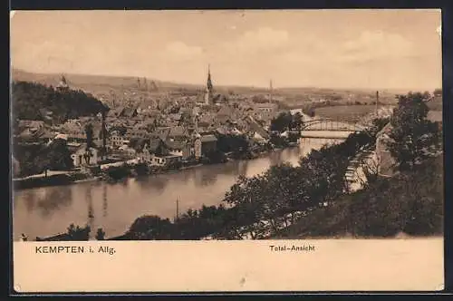 AK Kempten i. Allg, Totalansicht mit Brücke