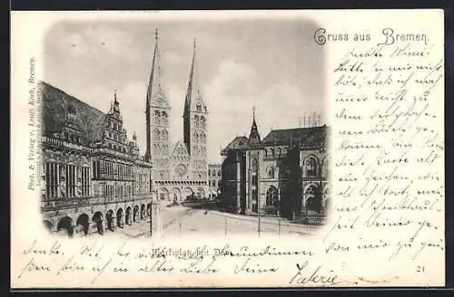 AK Bremen, Marktplatz mit Dom