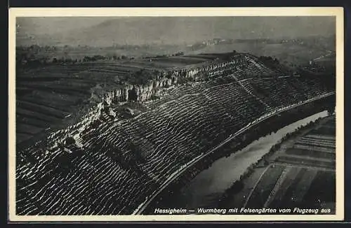 AK Hessigheim, Wurmberg mit Felsengärten, Fliegeraufnahme