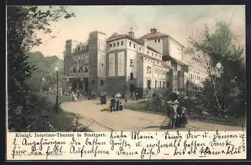 AK Stuttgart, Blick auf Kgl. Interimstheater