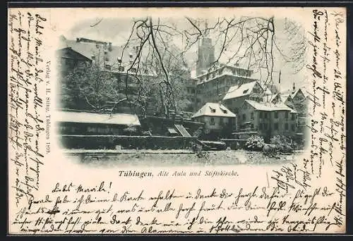 AK Tübingen, Alte Aula und Stiftskirche, Ortspartie