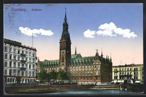 AK Hamburg, Rathaus und Hotel Moser