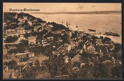 AK Hamburg-Blankenese, Ortsansicht mit Elbblick aus der Vogelschau