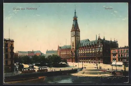 AK Hamburg, Rathaus mit Kanal