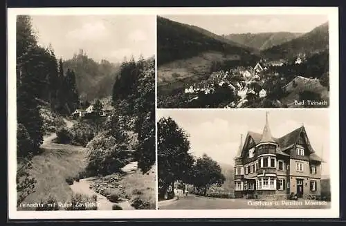 AK Bad Teinach, Gasthaus & Pension Moersch, Teinachtal m. Ruine Zavelstein