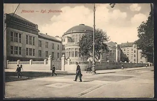 AK München, Königliche Anatomie mit Strassenpartie