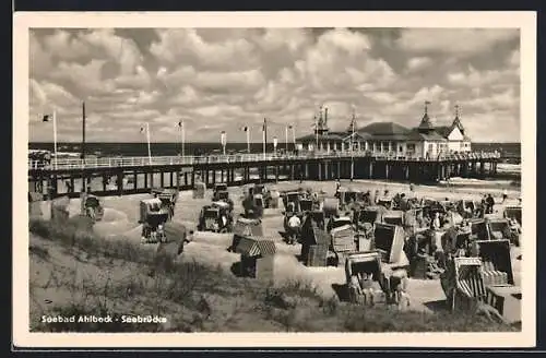 AK Ahlbeck / Seebad, Strand und Seebrücke