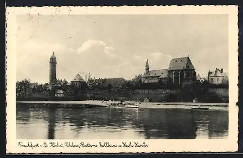 AK Frankfurt-Höchst, Batterie Zollhaus und Kath. Kirche