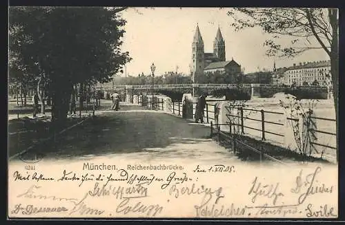 AK München, Partie auf der Reichenbachbrücke