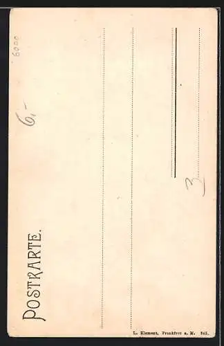 AK Frankfurt a. M., Uferpartie mit Kirche