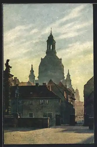 AK Dresden, Blick von der Brühlschen Terrasse auf die Frauenkirche