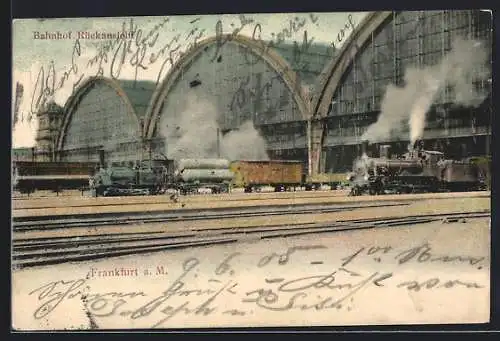 AK Frankfurt a. M., Rückansicht des Bahnhofs