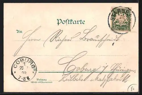 Lithographie München-Haidhausen, Blick auf Maximilianeum u. Denkmal Maximilian II.