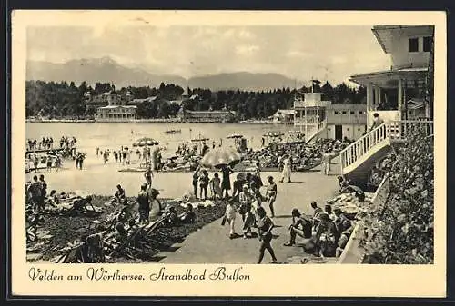 AK Velden am Wörthersee, Badegäste im Strandbad Bulfon