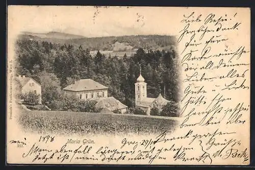 AK Graz, Maria Grün aus der Vogelschau